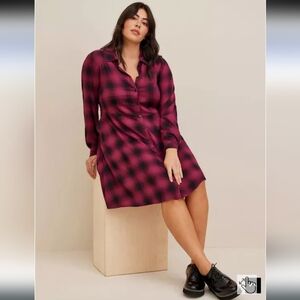 Mini Challis Collared Shirt Dress Size 5X